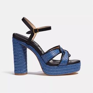Coach Talina Chambray Raffia Sandals Size 8 Brand New W/O Box
